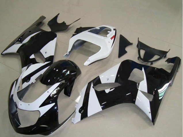 Billige Suzuki GSXR 600 / GSXR 750 Motorrad Verkleidung 2001-2003 - Weiss Glanzendes Schwarz