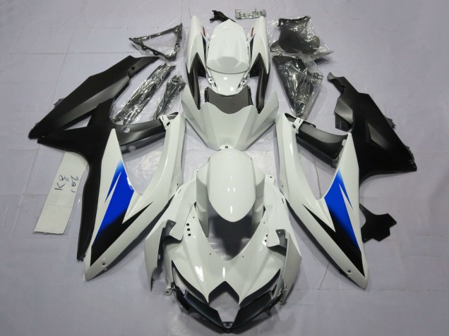 Billige Suzuki GSXR 600 / GSXR 750 Motorrad Verkleidung 2008-2010 - Weiss Blau Matt Schwarz