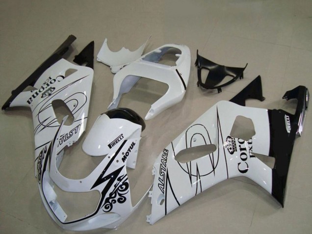 Billige Suzuki GSXR 600 / GSXR 750 Motorrad Verkleidung 2001-2003 - Weiss Schwarz Corona Alstare