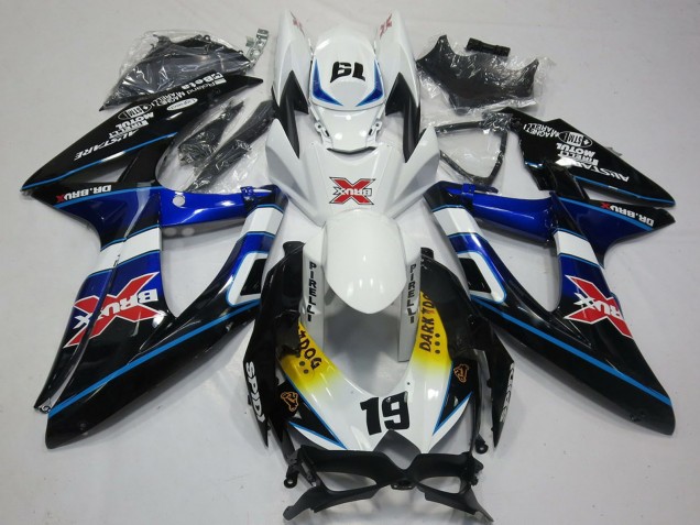 Billige Suzuki GSXR 600 / GSXR 750 Motorrad Verkleidung 2008-2010 - Weiss Blau Schwarz Gelb Rot X Dunkel Dog 19