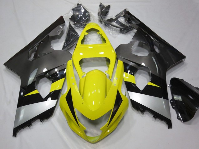 Billige Suzuki GSXR 600 / GSXR 750 Motorrad Verkleidung 2004-2005 - Gelb Silber Grau Schwarz