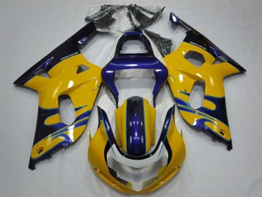 Billige Suzuki GSXR 600 / GSXR 750 Motorrad Verkleidung 2001-2003 - Gelb Blau