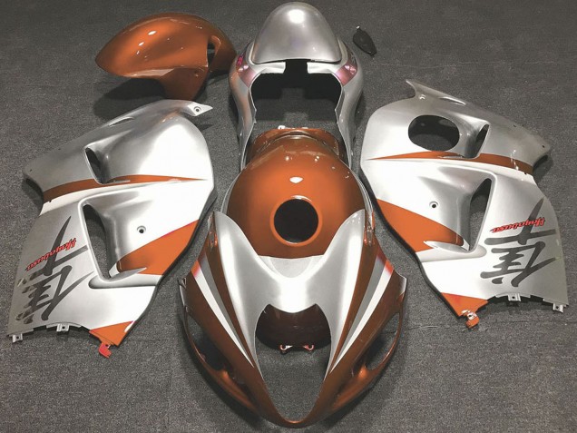 Billige Suzuki GSXR 1300 Motorrad Verkleidung 1996-2007 - Glanzendes Orange und Silber