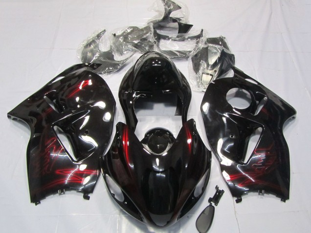 Billige Suzuki GSXR 1300 Motorrad Verkleidung 1996-2007 - Rot Glanzendes Schwarz