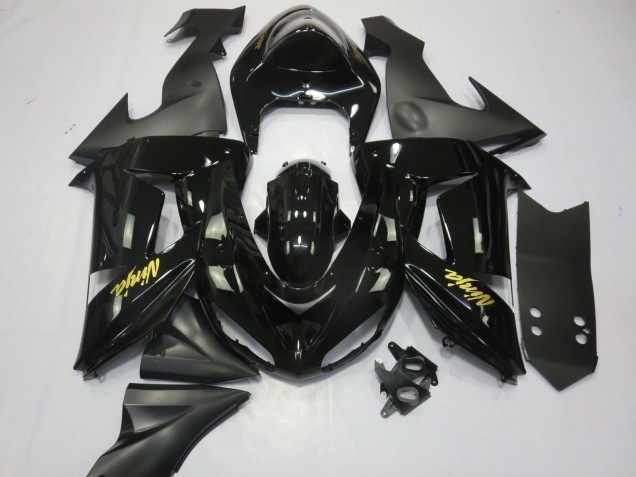 Billige Kawasaki ZX10R Motorrad Verkleidung 2006-2007 - Glanzendes Schwarz Matt Schwarz und Gold