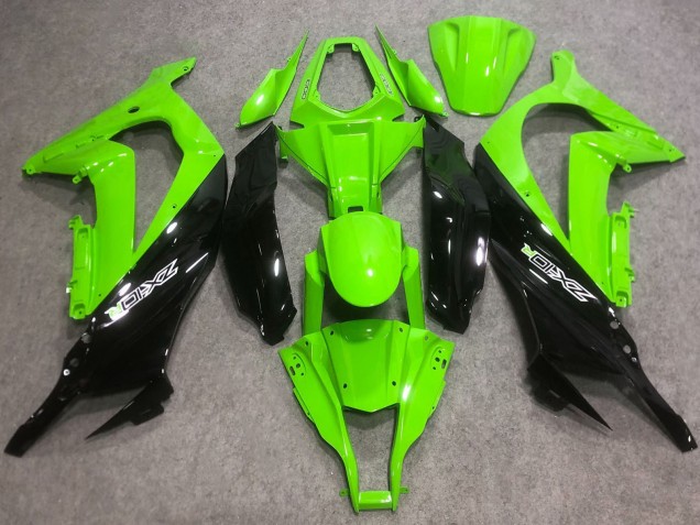 Billige Kawasaki ZX10R Abs Motorrad Verkleidungen 2016-2020 - Grun Glanzendes Schwarz