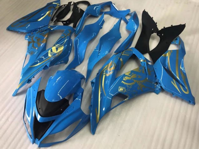 Billige Kawasaki ZX10R Motorrad Verkleidung 2016-2020 - Blau Gold