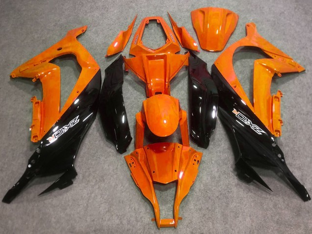 Billige Kawasaki ZX10R Motorrad Verkleidung 2016-2020 - Orange Glanzendes Schwarz