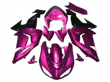 Billige Kawasaki ZX10R Motorrad Verkleidung 2006-2007 - Rosa Glanzendes Schwarz