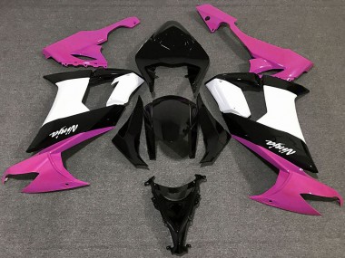 Billige Kawasaki ZX10R Motorrad Verkleidung 2008-2010 - Glanzendes Rosa Schwarz und Weiss