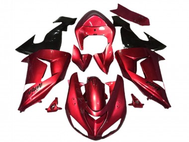Billige Kawasaki ZX10R Motorrad Verkleidung 2006-2007 - Rot Glanzendes Schwarz