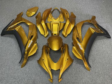 Billige Kawasaki ZX10R Motorrad Verkleidung 2016-2020 - Gold Schwarz Weiss Ninja