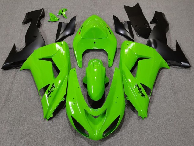 Billige Kawasaki ZX10R Motorrad Verkleidung 2006-2007 - Grun Matt Schwarz