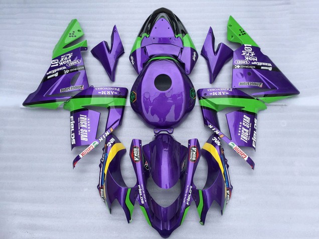 Billige Kawasaki ZX10R Motorrad Verkleidung 2004-2005 - Grun Lila Trick Star