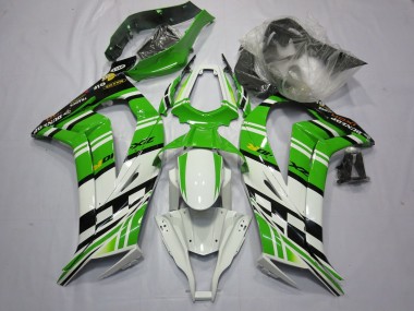 Billige Kawasaki ZX10R Motorrad Verkleidung 2011-2015 - Weiss Grun Gelb Schwarz Maxxis Dunlop