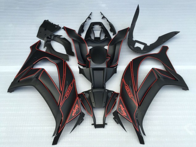Billige Kawasaki ZX10R Motorrad Verkleidung 2011-2015 - Matt Schwarz Rot
