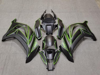 Billige Kawasaki ZX10R Motorrad Verkleidung 2011-2015 - Matt Schwarz Grun Linie