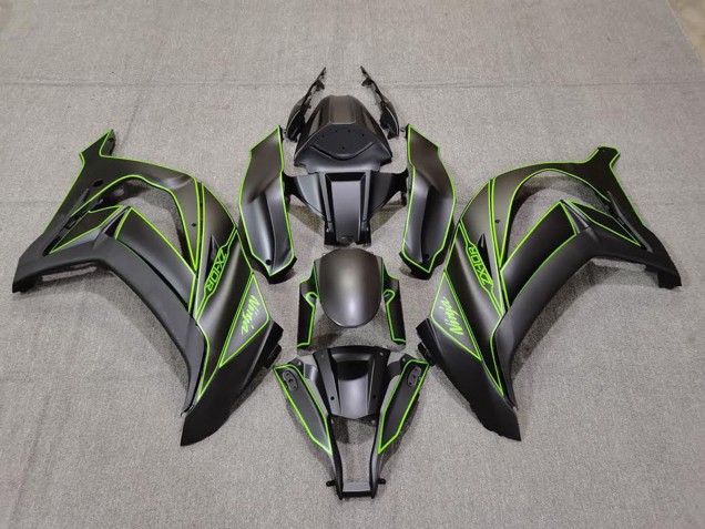 Billige Kawasaki ZX10R Motorrad Verkleidung 2011-2015 - Matt Schwarz Grun Linie