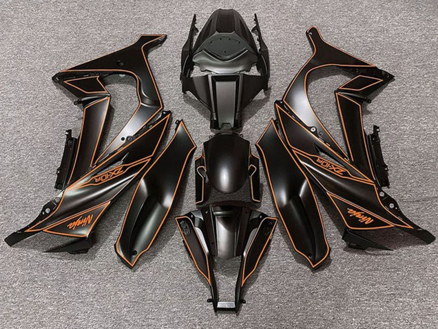Billige Kawasaki ZX10R Motorrad Verkleidung 2011-2015 - Matt Schwarz Orange Linie