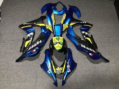 Billige Kawasaki ZX10R Motorrad Verkleidung 2016-2020 - Metallisch Blau Gelb Hai 46