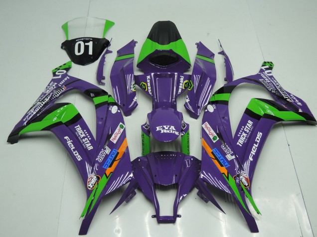 Billige Kawasaki ZX10R Motorrad Verkleidung 2011-2015 - Lila Schwarz Grun Orange Weiss Trick Star EVA Rennen OEM Stil