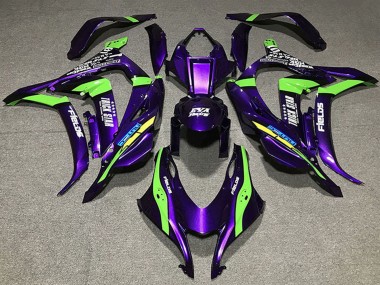 Billige Kawasaki ZX10R Motorrad Verkleidung 2016-2020 - Lila Grun Weiss Trick Star EVA Rennen