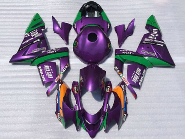 Billige Kawasaki ZX10R Motorrad Verkleidung 2004-2005 - Lila und Grun Trick Star