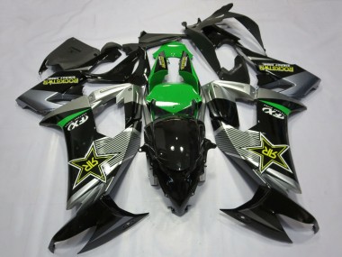 Billige Kawasaki ZX10R Motorrad Verkleidung 2008-2010 - Grau Grun Schwarz RockStar