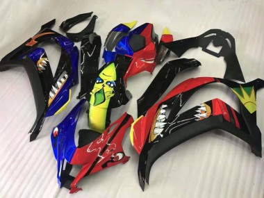 Billige Kawasaki ZX10R Motorrad Verkleidung 2016-2020 - Rot Blau Gelb Schwarz Hai