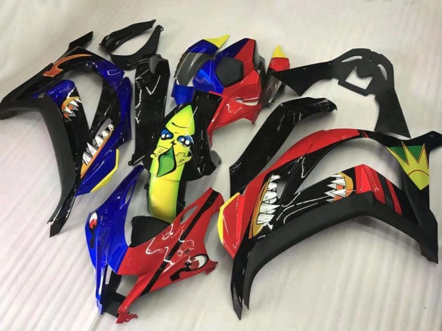 Billige Kawasaki ZX10R Motorrad Verkleidung 2016-2020 - Rot Blau Gelb Schwarz Hai