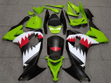 Billige Kawasaki ZX10R Motorrad Verkleidung 2008-2010 - Grun Matt Schwarz Rot Weiss Hai