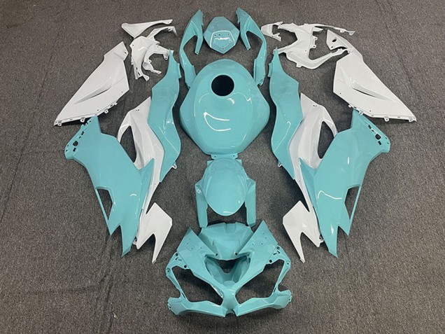 Billige Kawasaki ZX6R Motorrad Verkleidung 2019-2022 - Weiss Aqua Blau