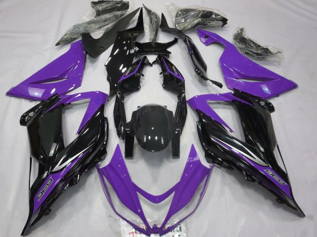 Billige Kawasaki ZX6R Motorrad Verkleidung 2013-2018 - Lila Glanzendes Schwarz