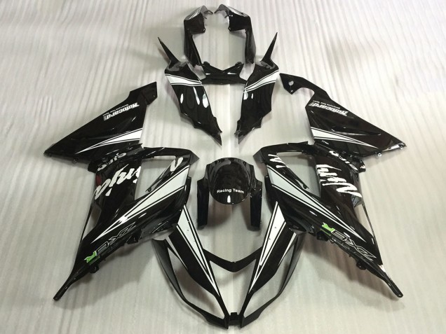Billige Kawasaki ZX6R Motorrad Verkleidung 2013-2018 - Glanzendes Schwarz Weiss