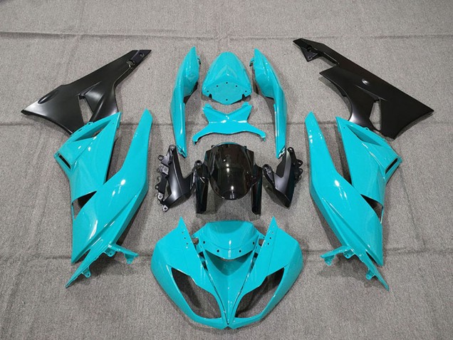 Billige Kawasaki ZX6R Motorrad Verkleidung Kit 2009-2012 - Blau Glanzendes Schwarz