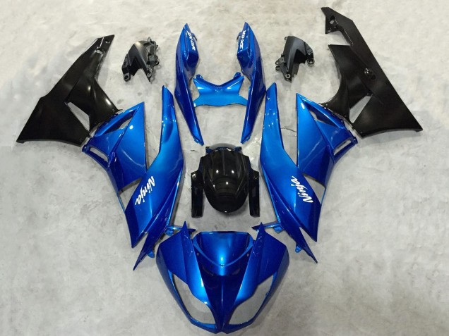 Billige Kawasaki ZX6R Motorrad Verkleidung 2009-2012 - Blau Glanzendes Schwarz