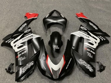 Billige Kawasaki ZX6R Motorrad Verkleidung 2007-2008 - Massgeschneidert Matt Schwarz Weiss Rot