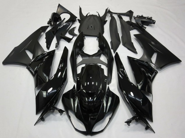 Billige Kawasaki ZX6R Motorrad Verkleidung 2009-2012 - Glanzendes Schwarz Matt Schwarz