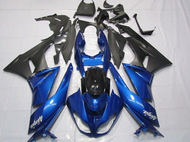 Billige Kawasaki ZX6R Motorrad Verkleidung 2009-2012 - Blau Glanzendes Schwarz Matt Schwarz Weiss Ninja