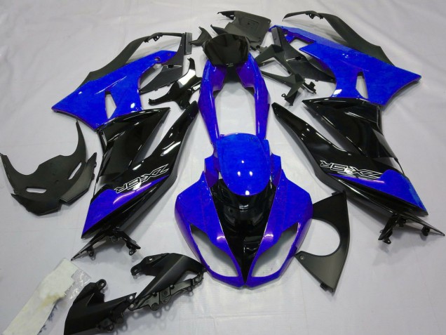 Billige Kawasaki ZX6R Motorrad Verkleidung 2009-2012 - Blau Glanzendes Schwarz