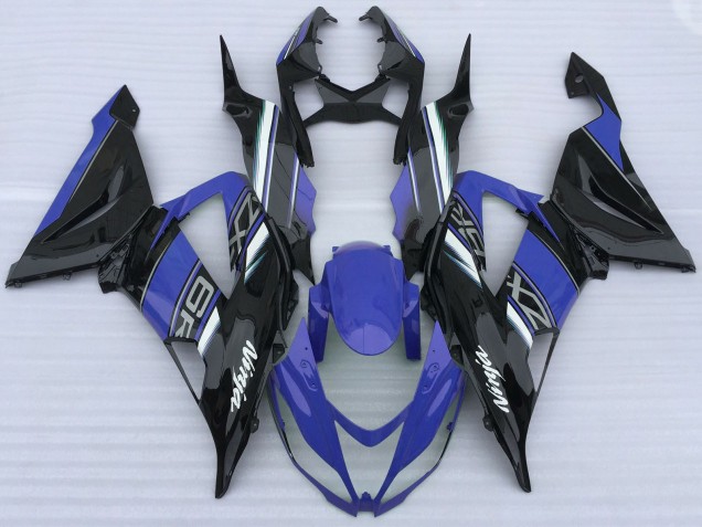 Billige Kawasaki ZX6R Motorrad Verkleidung 2013-2018 - Blau Schwarz Weiss