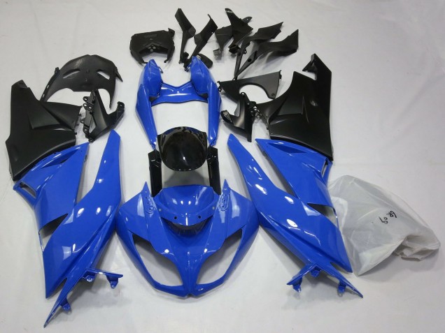 Billige Kawasaki ZX6R Motorrad Verkleidung 2009-2012 - Blau Glanzendes Schwarz Matt Schwarz