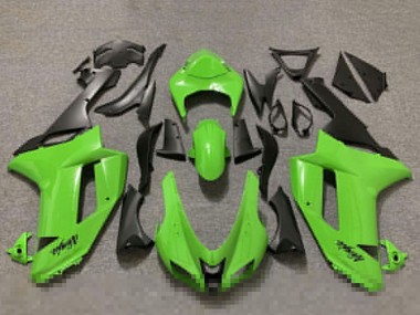 Billige Kawasaki ZX6R Motorrad Verkleidung 2007-2008 - Glanzendes Grun und Matt Schwarz