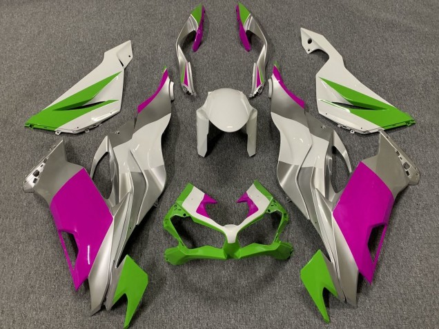 Billige Kawasaki ZX6R Motorrad Verkleidung 2019-2022 - Weiss Silber Grun Rosa