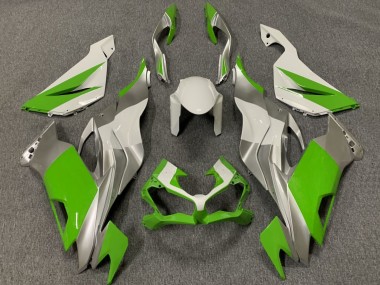 Billige Kawasaki ZX6R Motorrad Verkleidung 2019-2022 - Weiss Silber Grun