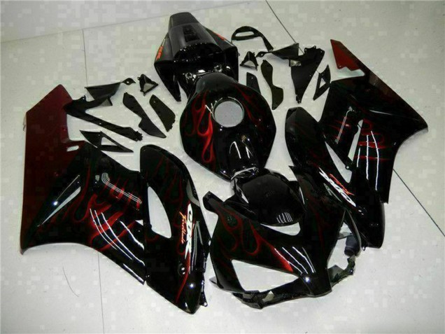Billige Honda CBR1000RR Motorrad Verkleidung 2004-2005 - Glanzendes Schwarz Rot Flamme