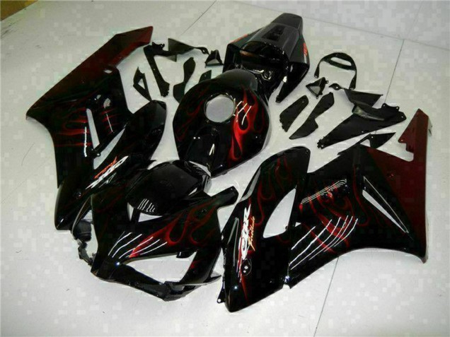 Billige Honda CBR1000RR Motorrad Verkleidung 2004-2005 - Glanzendes Schwarz Rot Flamme