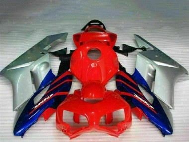 Billige Honda CBR1000RR Motorrad Verkleidung 2004-2005 - Silber Rot Blau Schwarz Streifen
