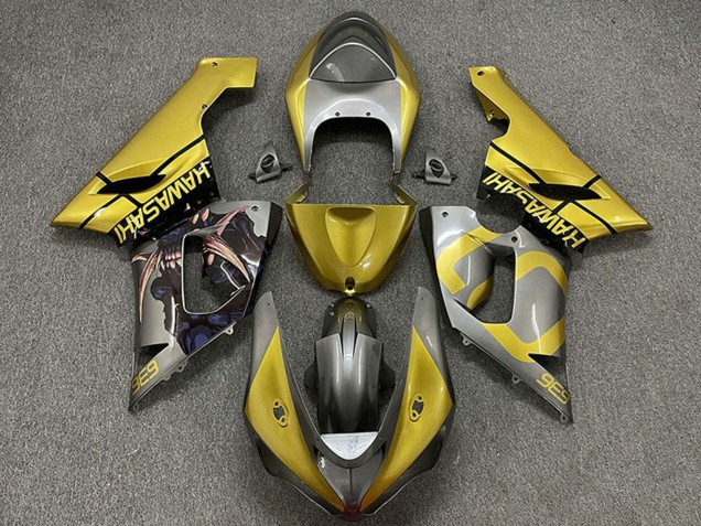 Billige Kawasaki ZX6R Motorrad Verkleidung 2005-2006 - Gold Silber