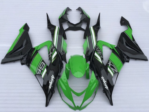 Billige Kawasaki ZX6R Motorrad Verkleidung 2013-2018 - Grun Schwarz Weiss